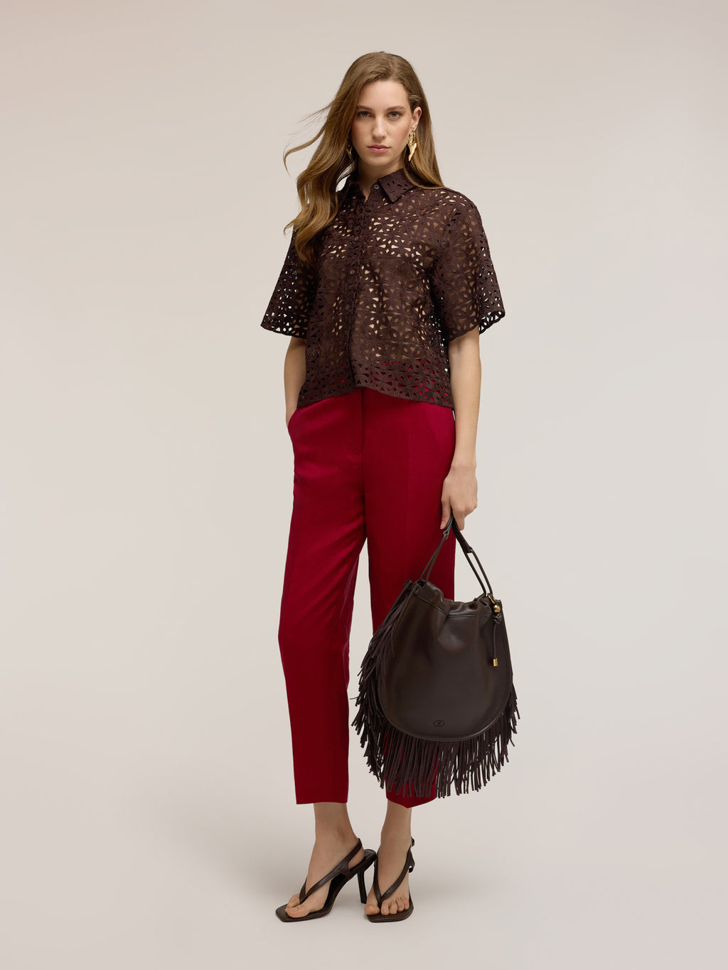 Camisa boxy de encaje macramé