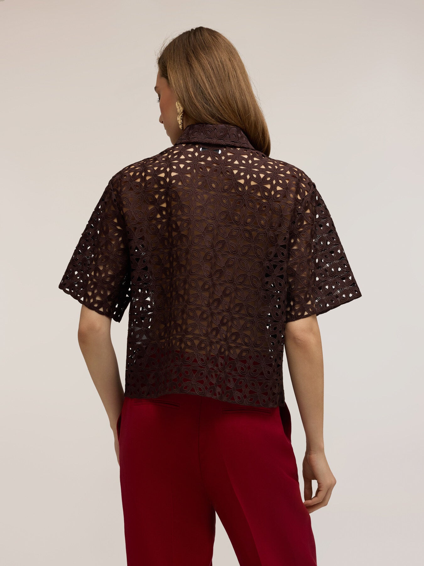Camisa boxy de encaje macramé