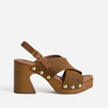 Zamirey - Sandalias con plataforma cerrada en cruz de leopardo