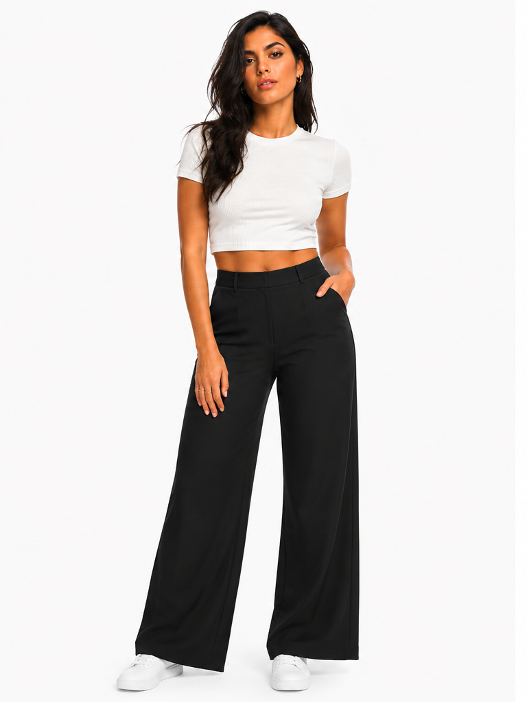 Pantalones formales de mujer de corte ancho