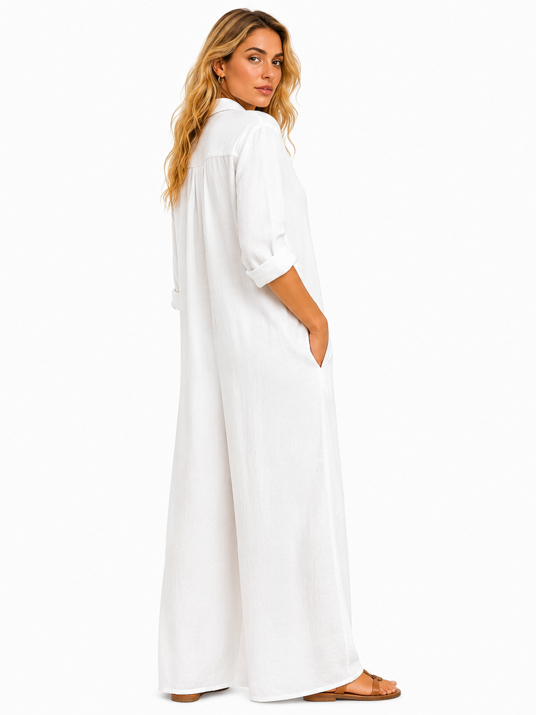 Soline | Vestido maxi negro holgado con botones