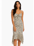 Aroa - Vestido con estampado floral y bajo irregular anudado